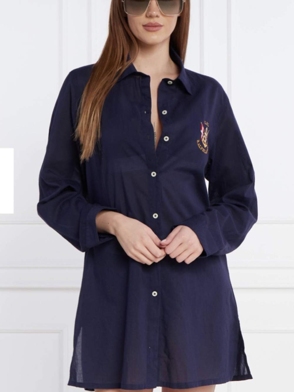 Lauren Ralph Lauren Women's Logo Embroidered Shirt Swim Cover-Up - Picture 3 of 5